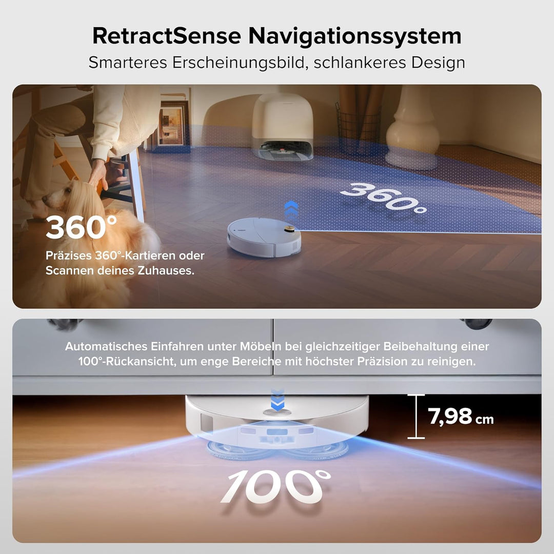 roborock Qrevo Curv 2 Pro Saugroboter mit Wischfunktion&Hebarem Wischmopp, 25.000 Pa HyperForce Saug