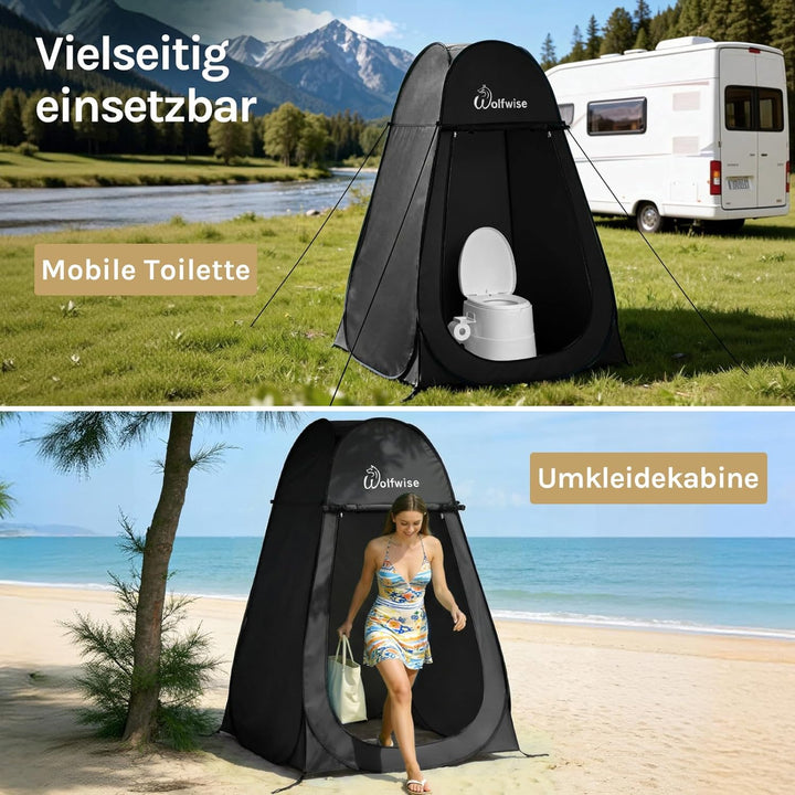 WolfWise Pop-Up Duschzelt Camping & Umkleidezelt – Kompakt & Leicht 2kg mit Tasche, Schneller Aufbau
