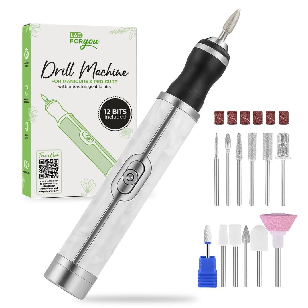 LAC FOR YOU Tragbare Nagelfräser USB-C 4 Geschwindigkeiten, Elektrische Nagelfeile für Maniküre und