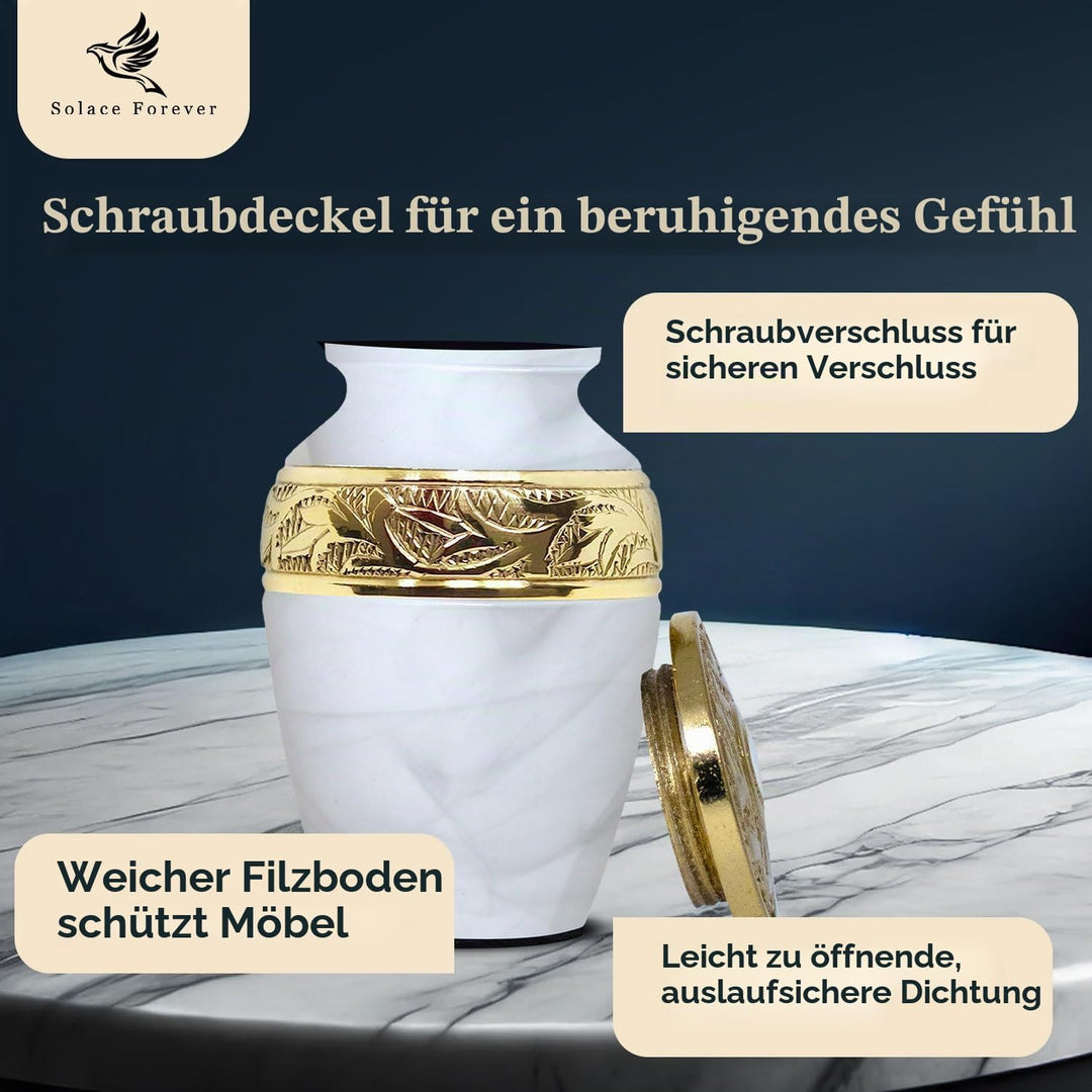 Weisse Andenken-Urne – Mini-Urne für Asche mit Box und Tasche im Lieferumfang – ehren Sie Ihre Liebs