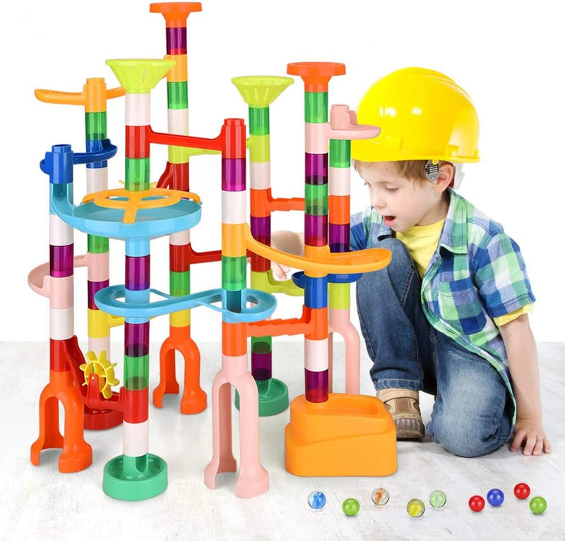 Murmelbahn kinderspiel - 135pcs Kugelbahn Marble Run Starke und Stabile Set mit Bahnelementen und Mu