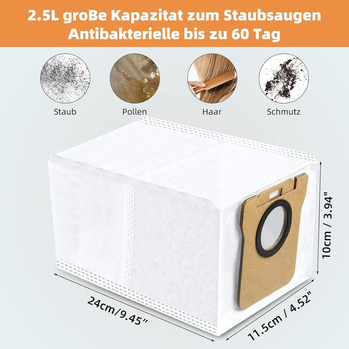 NIXOOT 12 Stück Staubbeutel für Dreame L10s Ultra / L10s Pro Ultra / L20 Ultra/Xiaomi X20+ Staubsaug