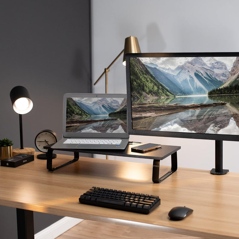 VIVO Monitorständer, 61 cm (24 Zoll), Holz und Stahl, Desktop-Erhöhung, Bildschirm, Tastatur, Laptop