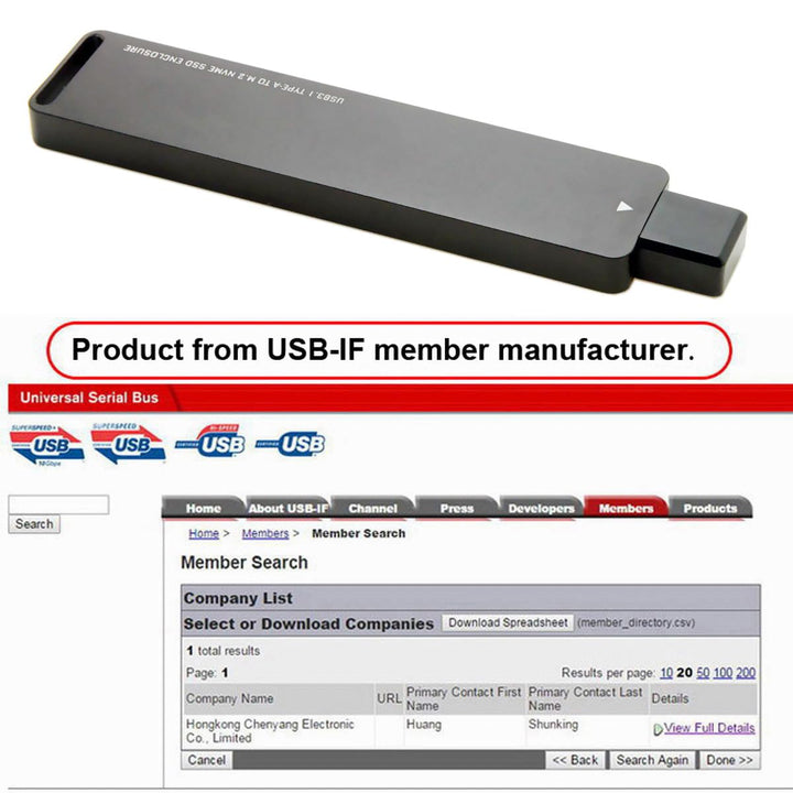 CY USB 3.0 auf NVME M-Key M.2 NGFF SSD Externer PCBA Konveter-Adapter mit Flash Disk Gehäuse, Schwar