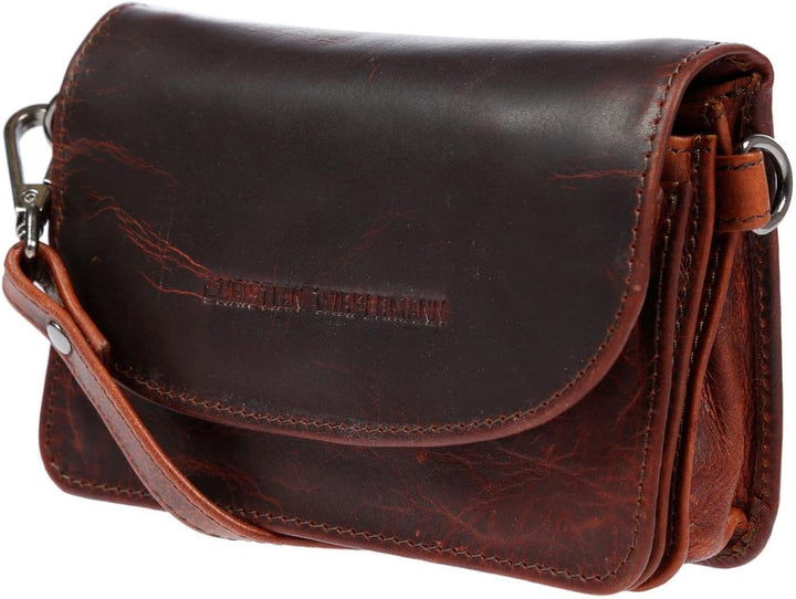 Christian Wippermann kleine echt Leder Damen Tasche Umhängetasche mit RFID Schutz Braun, Braun