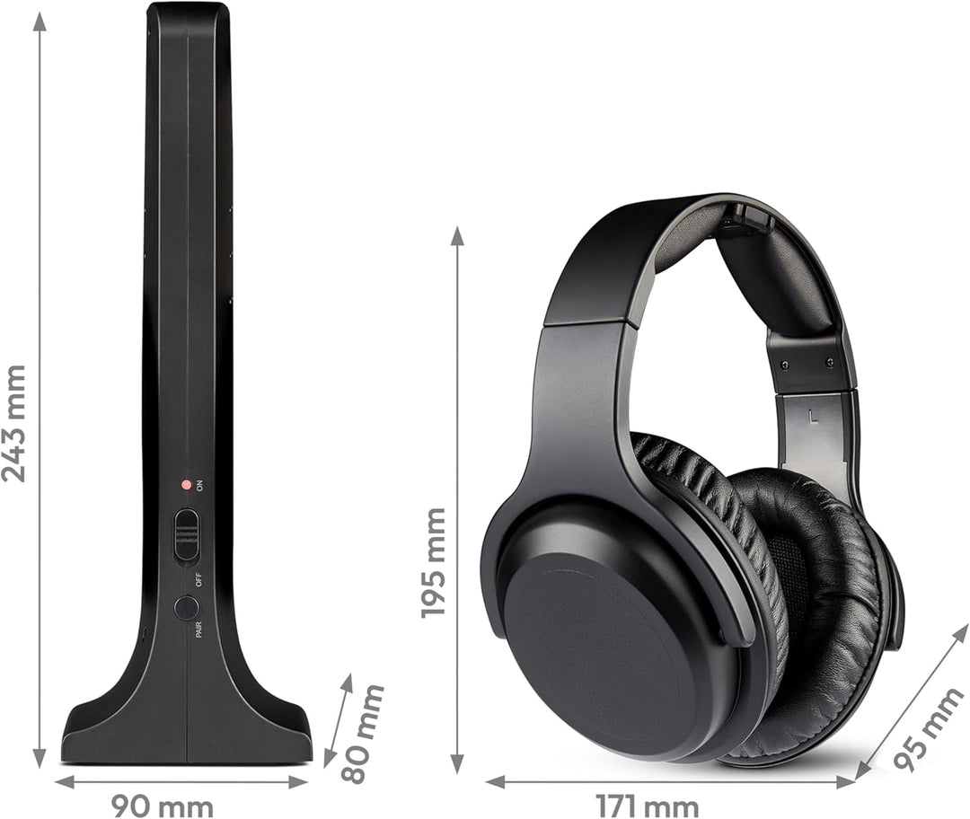 MEDION Funkkopfhörer HS-1 (kabellos, für TV, bis zu 15m Reichweite, mit Ladestation, Over Ear, USB C