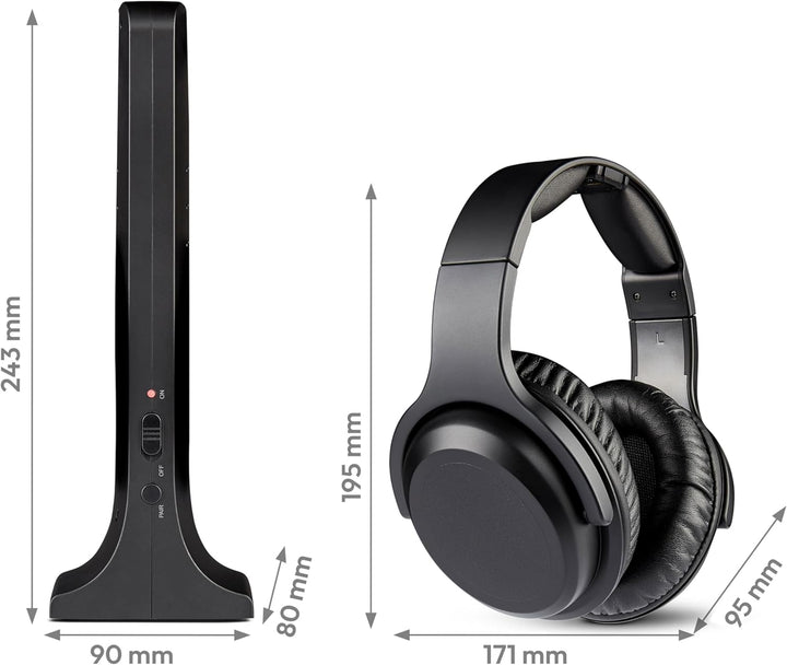 MEDION Funkkopfhörer HS-1 (kabellos, für TV, bis zu 15m Reichweite, mit Ladestation, Over Ear, USB C