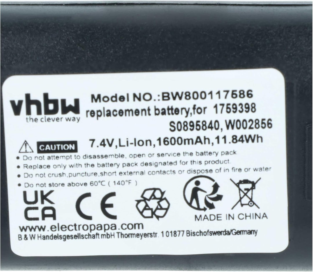 vhbw 2X Akku Ersatz für Dymo W002856, 1759398, S0895840 für Drucker Kopierer Scanner Etiketten-Druck