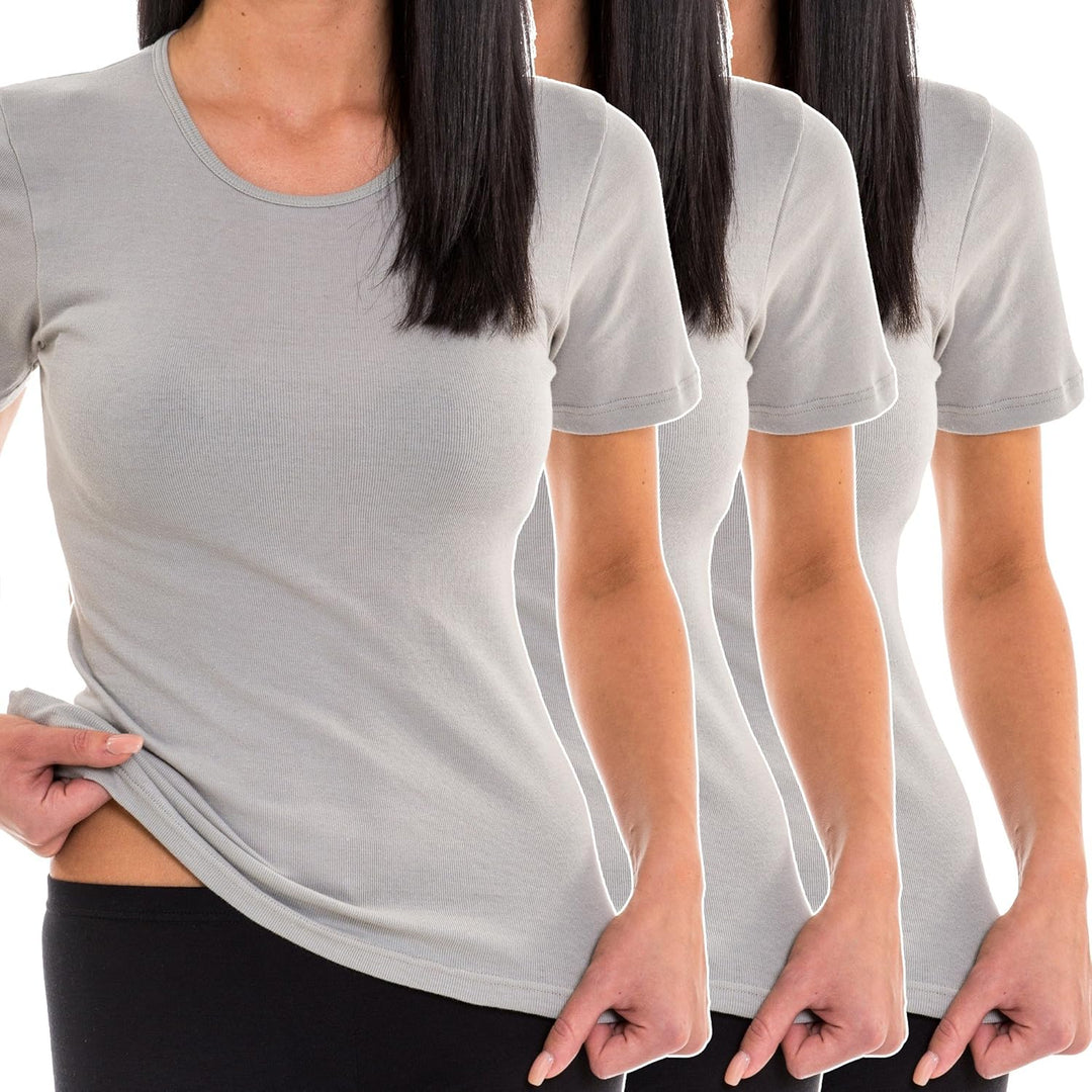 HERMKO 1800 3er Pack Damen Kurzarm Unterhemd aus 100% Bio-Baumwolle XL Weiss, XL Weiss