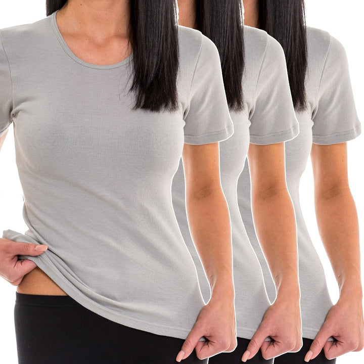 HERMKO 1800 3er Pack Damen Kurzarm Unterhemd aus 100% Bio-Baumwolle XL Weiss, XL Weiss