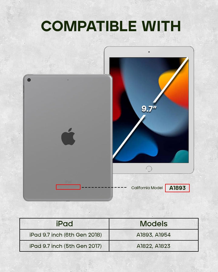 Porter Riley - Lederhülle für iPad 9.7 Zoll (6. 5. Generation) 2018/2017. Premium Echtleder Standhül