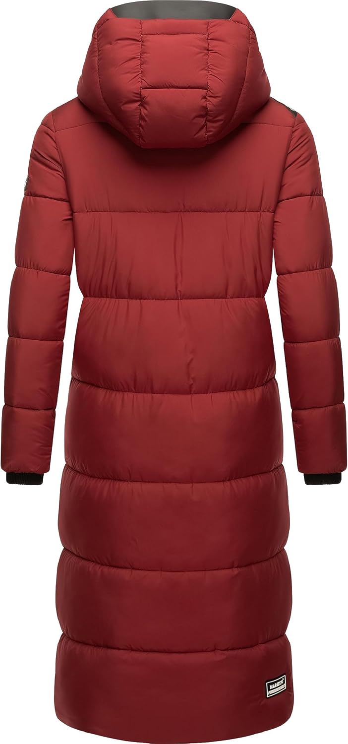 MARIKOO Damen Wintermantel Warmer Steppmantel lang mit Abnehmbarer Kapuze Reliziaa XS-3XL XS Dark Re