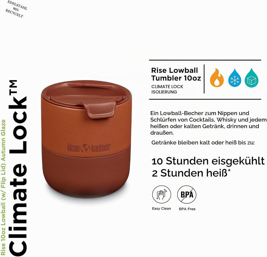 Klean Kanteen Rise Lowball Tumbler Flip Lid Isolierbecher 296ml in der Farbe autumn glaze, 1010168