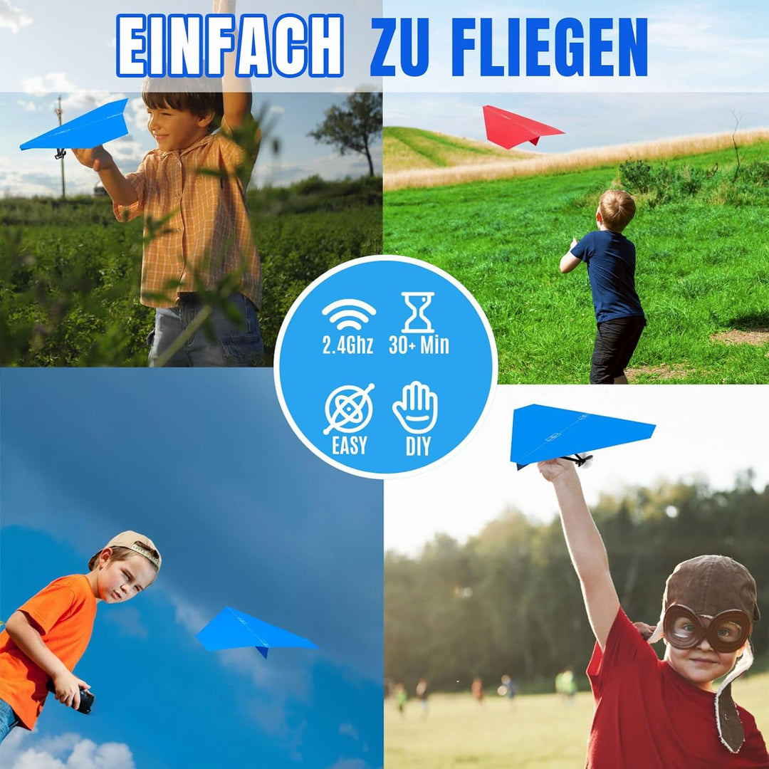 HAWK'S WORK RC Papierflugzeug, Ferngesteuertes Flugzeug mit Bunten Papieren, Superleichtes Flugspiel