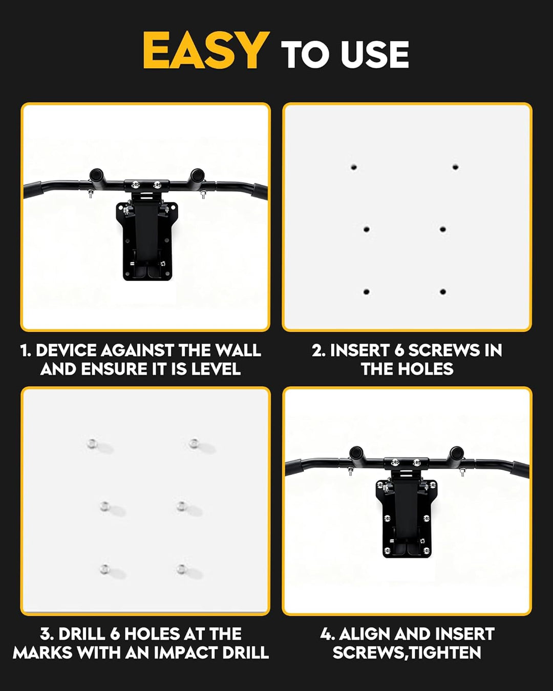 GuuG Klimmzugstange Wand Pull Up Bar: Pullup Wall Wandmontage Verstellbare Klimmzug Stange Multifunk