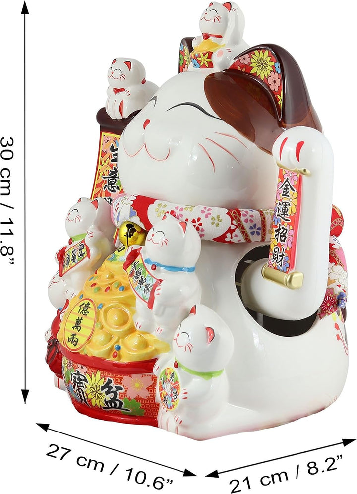 Freak Scene Glückskatze - Maneki-Neko - Winkekatze aus Porzellan 30 cm weiss - Maneki Neko 05