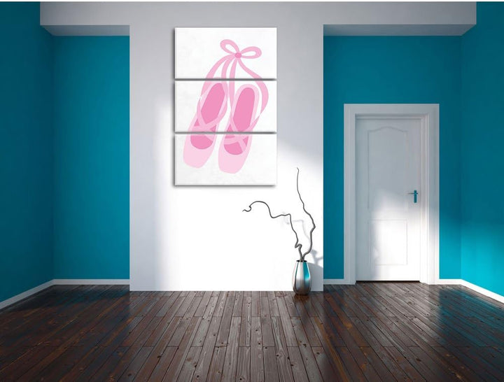 Pixxprint Hübsche Ballerina Schuhe als Leinwandbild/Grösse: 3 Teilig (120x80) cm/Wandbild/Kunstdruck