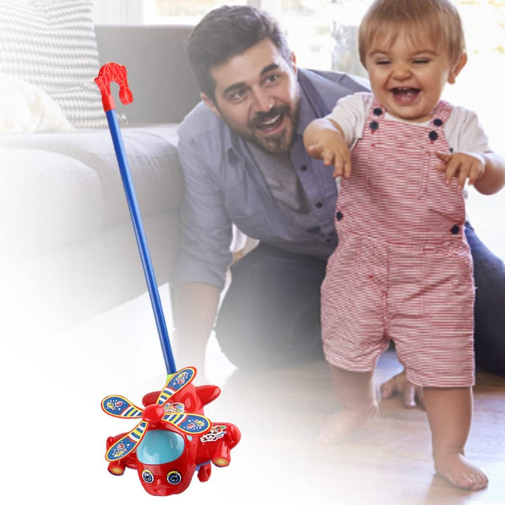 Schiebespielzeug, Baby-Schiebeflugzeug, Spielzeug mit langem Griff, Laufspielzeug für Kleinkinder, S