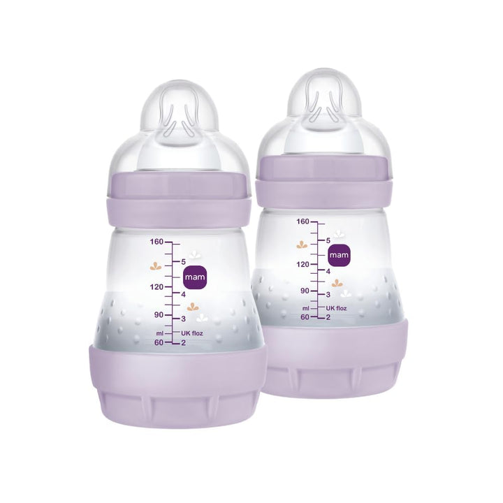 MAM Easy Start Babyflasche, 160 ml (2er-Set), Set mit 2 Anti-Kolik-Flaschen für gemischtes Stillen,