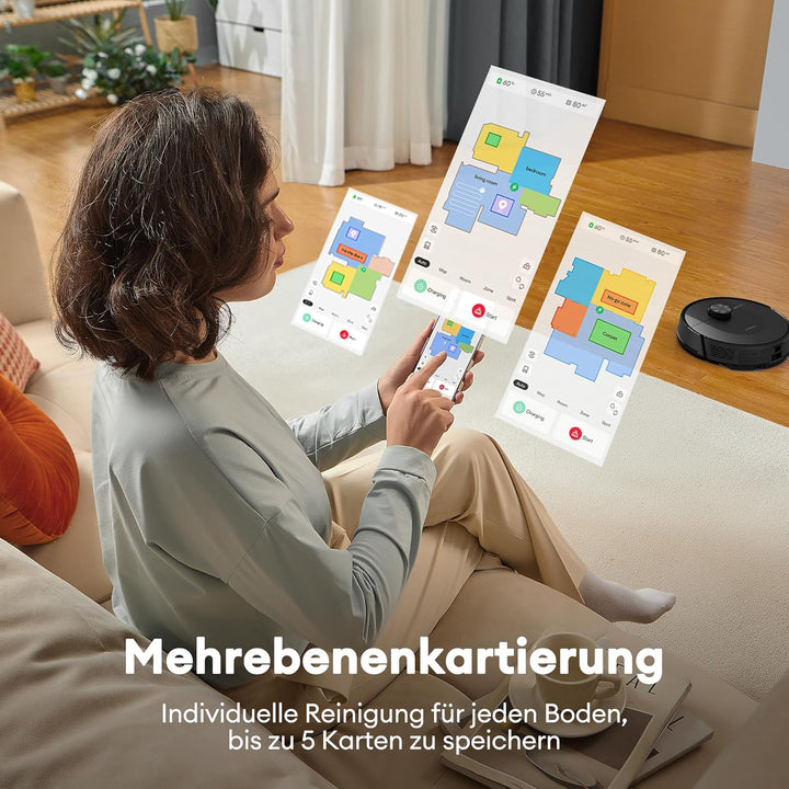 Ultenic Staubsauger Roboter 4000 Pa Saugkraft, Saugroboter mit Wischfunktion mit LiDAR Navigation T1