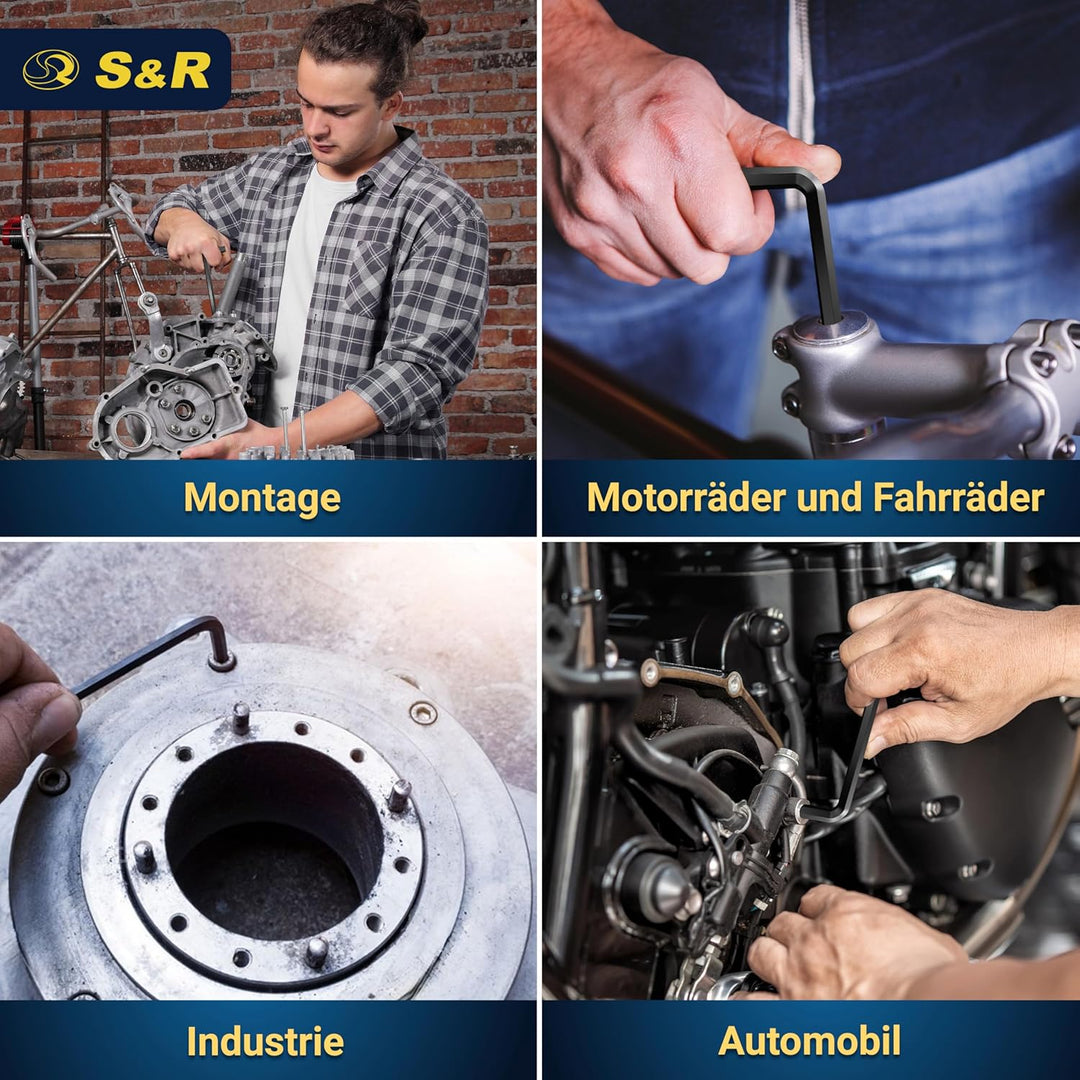 S&amp;R Innensechskantschlüssel Satz HX, 30-tlg. 0,7-10 mm Metrisch und 0,028 bis 3/8 Zoll, speziell geh