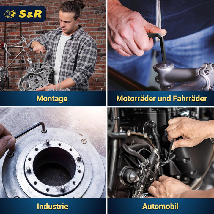 S&amp;R Innensechskantschlüssel Satz HX, 30-tlg. 0,7-10 mm Metrisch und 0,028 bis 3/8 Zoll, speziell geh