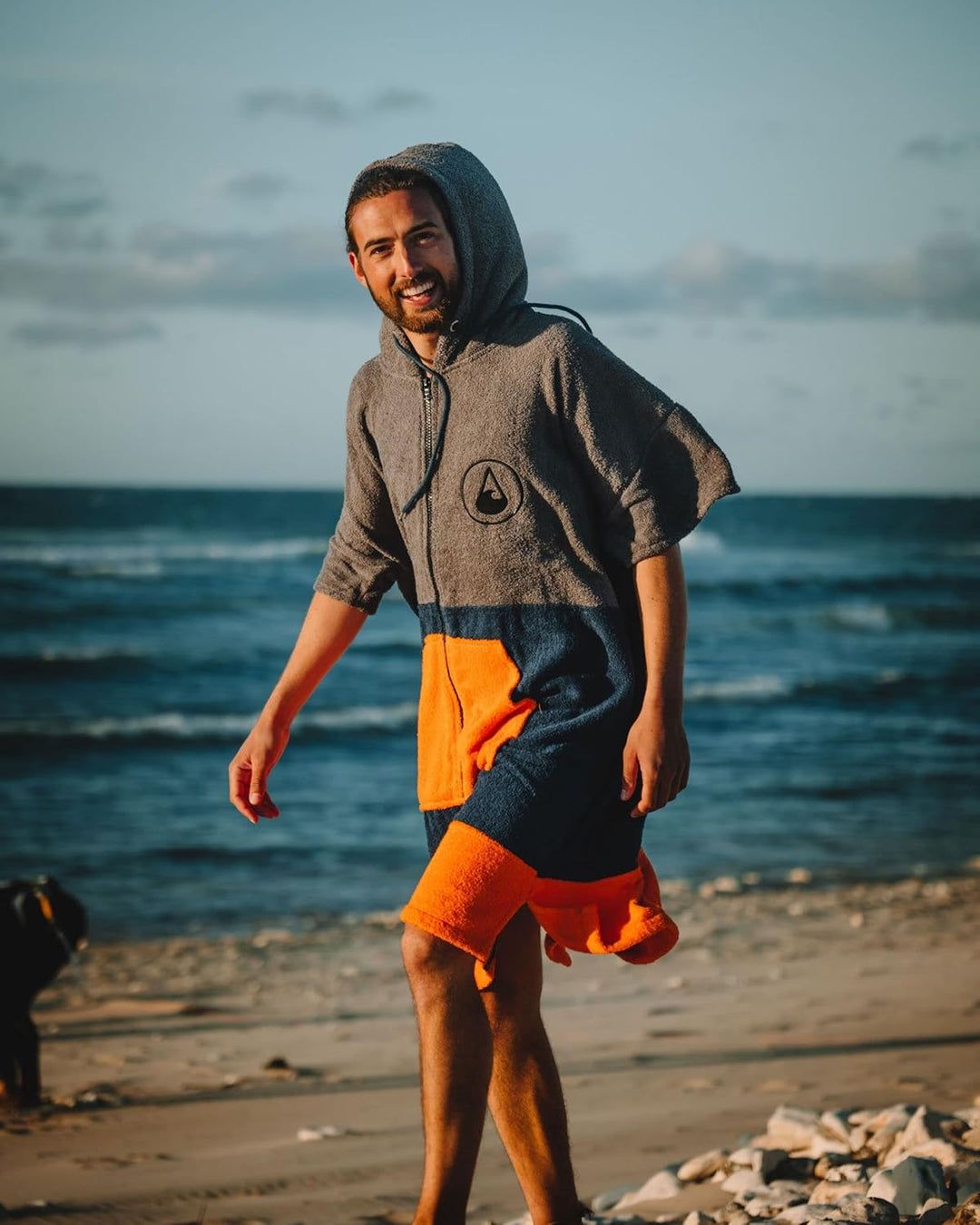 WAVE HAWAII Shany ZIP Surfponcho für Körpergrössen von 170-200 cm aus 100% ÖKO Baumwolle Umkleidehil