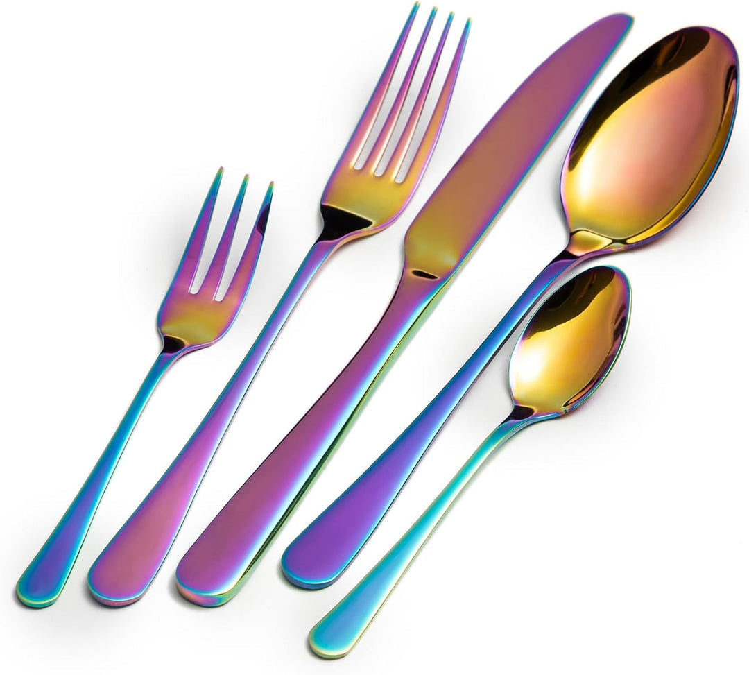 Besteck Set, Edelstahl Spiegelpoliert 30 teilig Besteckset für 6 Personen, Essbesteck Set mit Messer