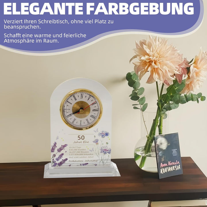 AQuarzuhr, Tischuhr, Geschenk zum 50. Hochzeitstag: Goldene Hochzeit. Kreative Jubiläumsgeschenke fü
