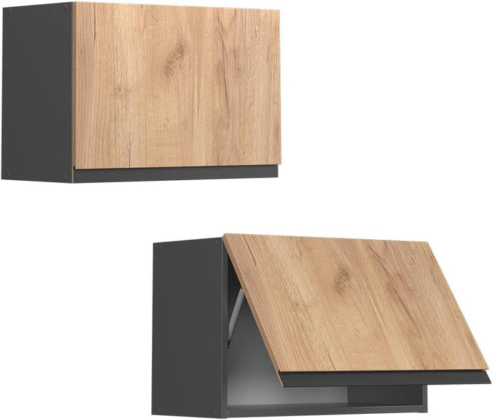 Vicco Hängeschrank R-Line, Goldkraft Eiche/Anthrazit, 60 cm J-Shape, flach Goldkraft Eiche Hängeschr