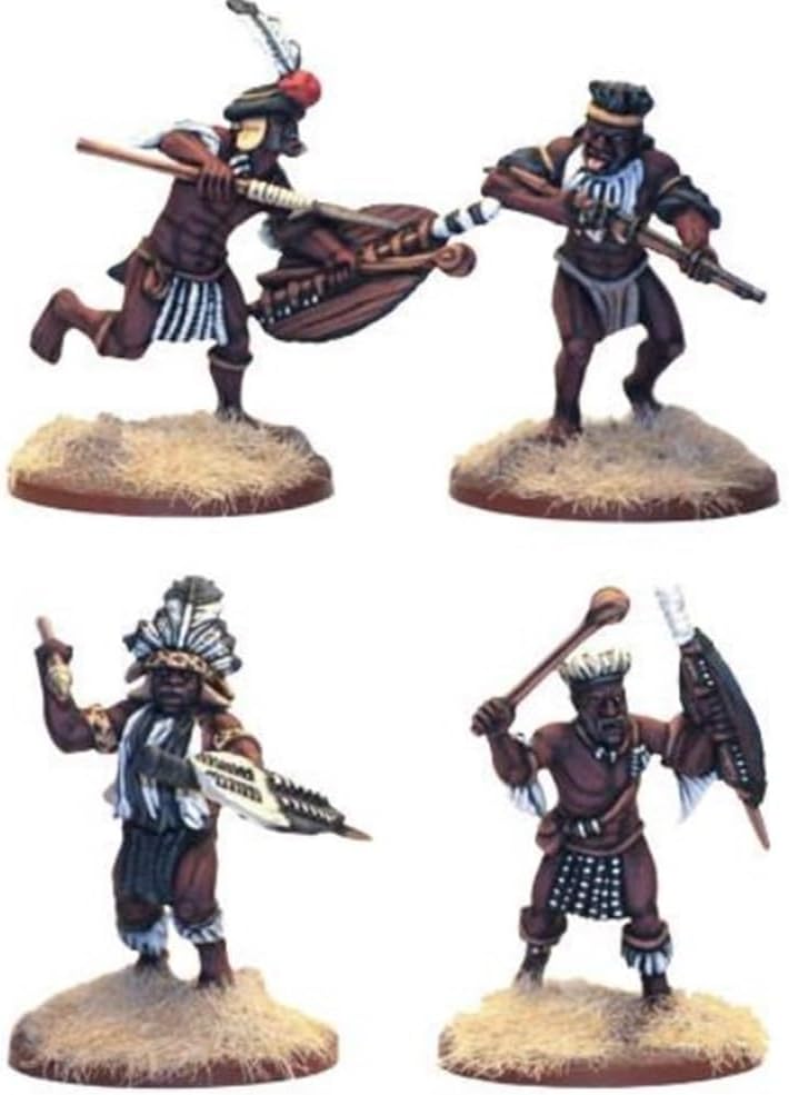 Warlord Games Unmarried Zulu Impi – 28 mm grosse Kunststoff-Miniaturen für schwarzes Pulver detailli