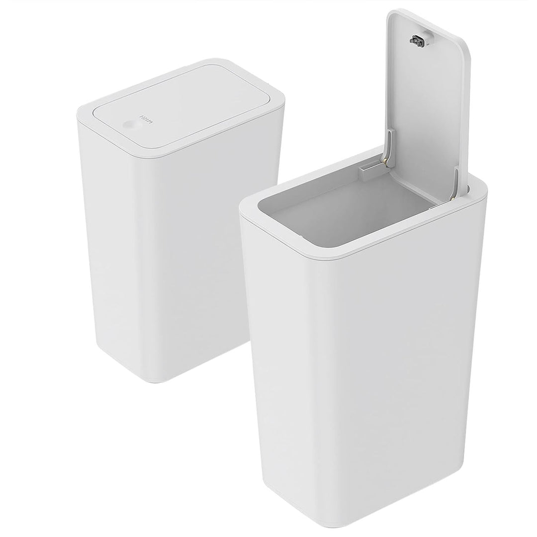 2 Stück Bad Mülleimer 9L mit Geruchsdichtenem Pop-Up-Deckel - PP-Material für Küche, Bad, Büro, Wohn
