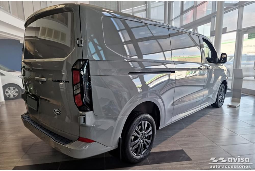 Avisa Schwarz Edelstahl Heckstossstangenschutz kompatibel mit Ford Transit Custom & Tourneo Custom (