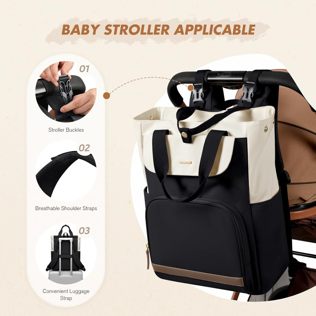 GOLF SUPAGS 25L Baby Wickelrucksack mit Tragbarer Wickelauflage und Kinderwagengurte, Lsoliertes Lun