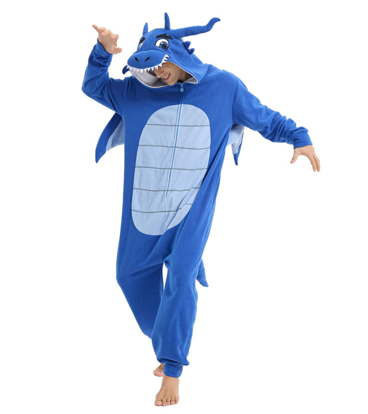 Focupaja Drache Onesie Erwachsene Tier-Cosplay Halloween Pyjamas Kostüme Teenager-Overall Einteiler