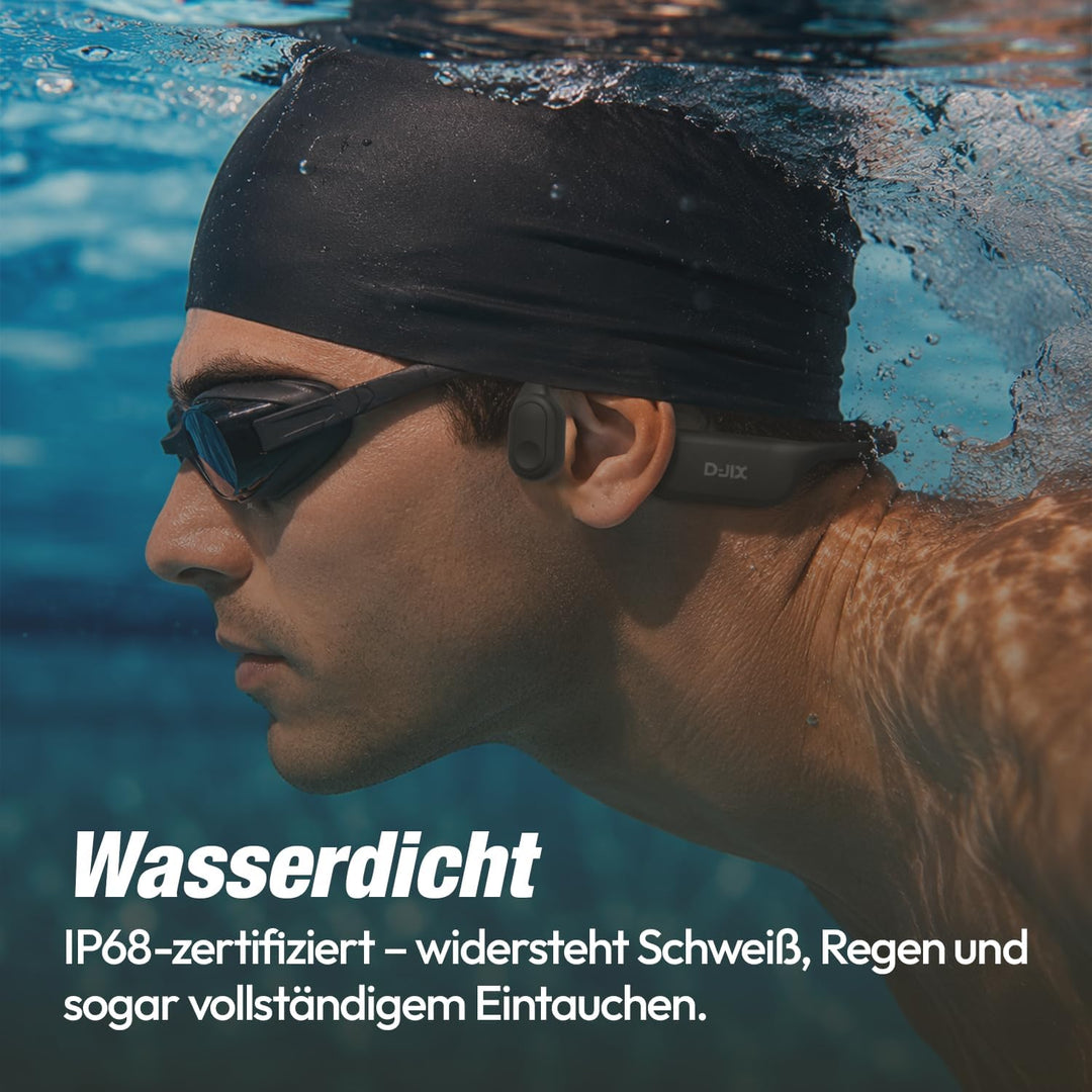 D-JIX Triton 600 – Kopfhörer, Bluetooth 6.0 &amp; MP3 32 GB | wasserdicht IP68 | Akkulaufzeit 15 Stunden