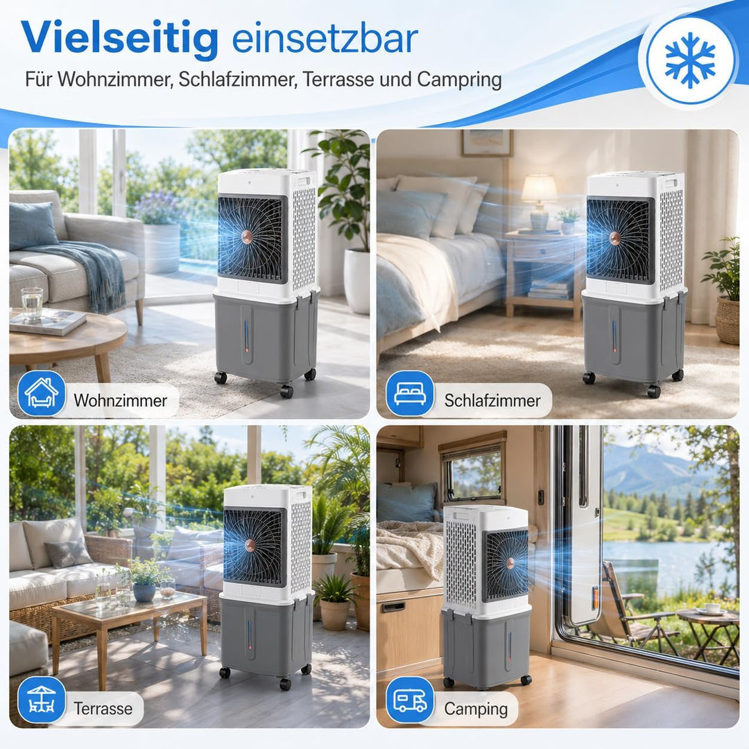 Verdunstungskühler mit Gross 35L Wassertank Fernbedienung, Timer, H 85cm