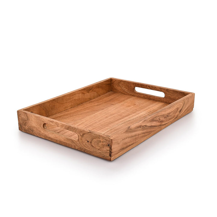 Kaizen Casa Rechteckiges Serviertablett aus Holz, Holzteller, Tee-/Getränketablett, Abendessen-Servi