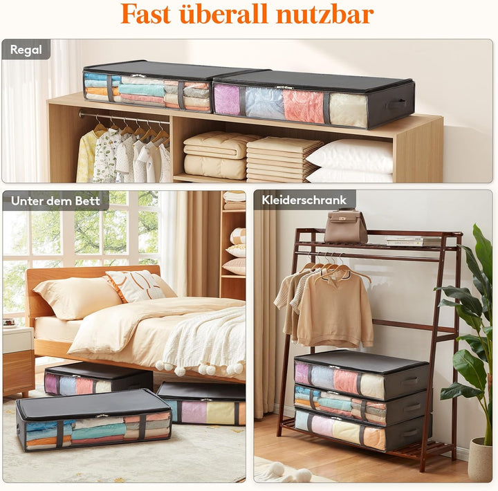 Lifewit 4 Stück Unterbettkommode Aufbewahrungstasche, Faltbare Unterbett Aufbewahrungsbox, Storage B