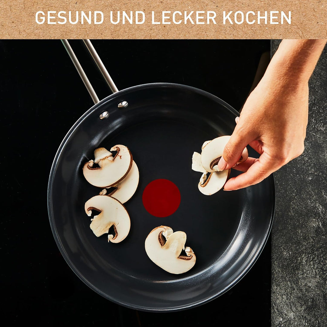 Tefal Nordica Edelstahl-Keramikpfanne 24 cm, Antihaftversiegelung, integrierter Thermo-Signal Temper