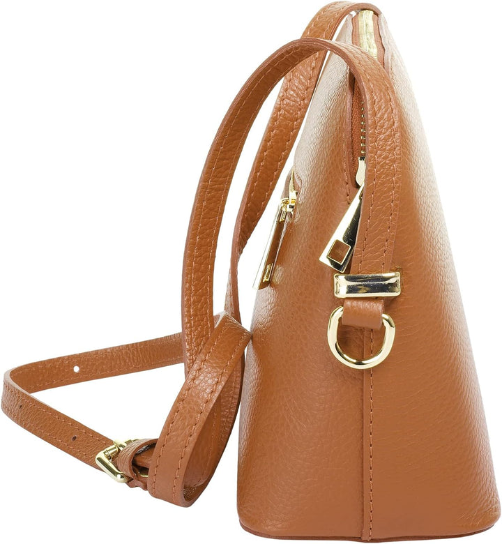 Cluty Umhängetasche Echt Leder Damen | Made in Italy, Smartphonefach, Handtasche aus Leder, Crossbod