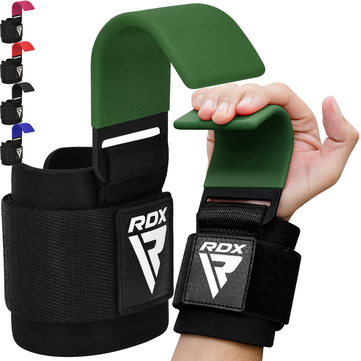 RDX Zughilfen Haken Krafttraining, 8mm Gepolstert Handgelenkschutz, Profi Bodybuilding Gewichtheben