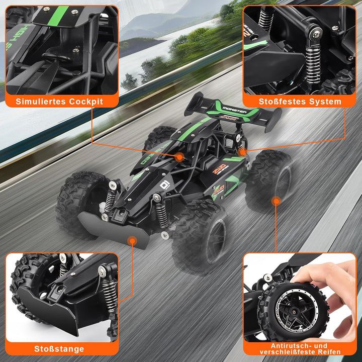 Yabtf Ferngesteuertes Auto, 2.4Ghz RC Auto, 1:18 20km/h RC Buggy, 40m Fernbedienung Offroad Spielzeu