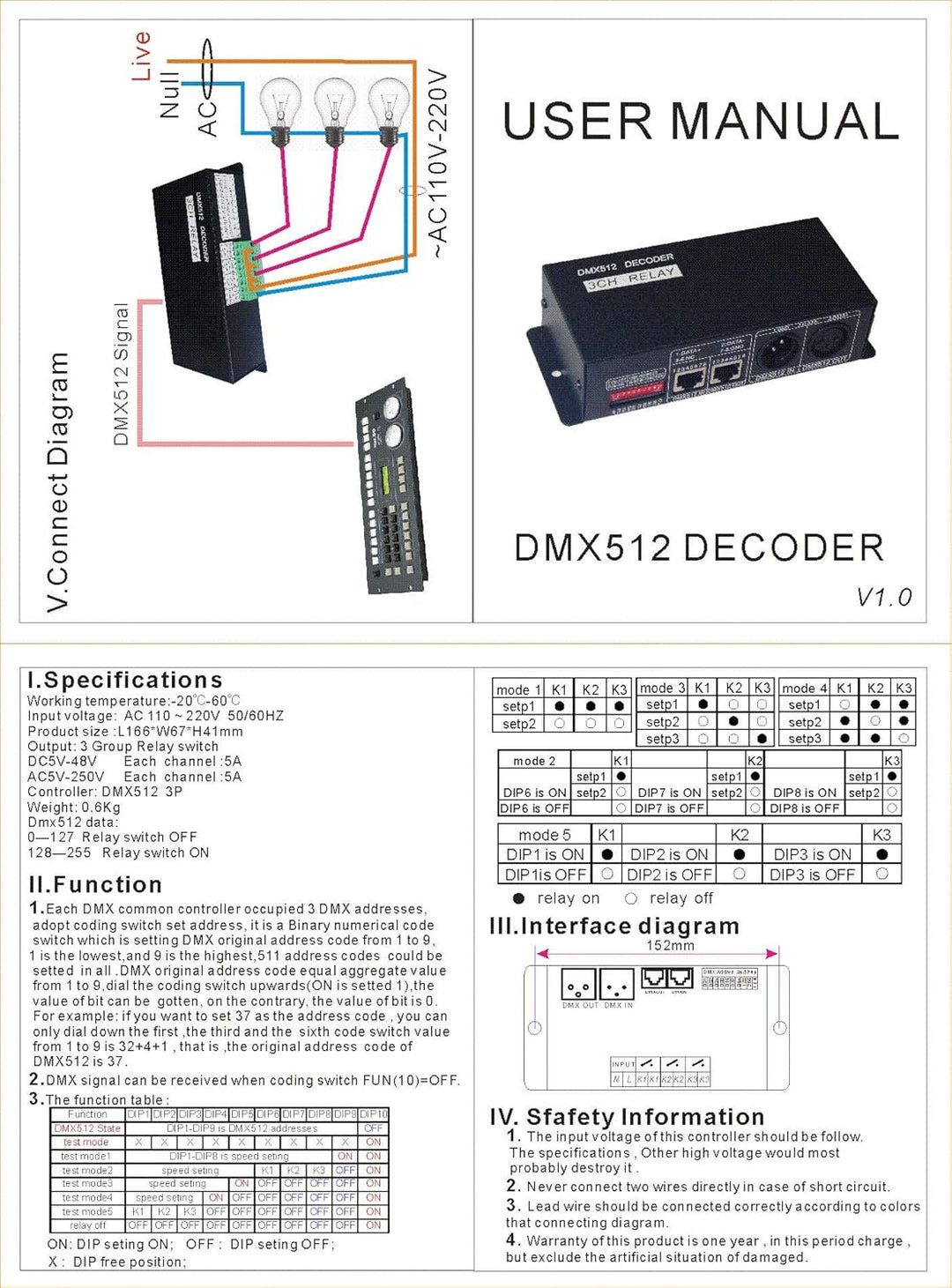 3CH Relay Relay Controller DMX512 Decoder Dmx512 DMX 512 Relay Swicth AC110/220V 3CH-RELAY-Metal