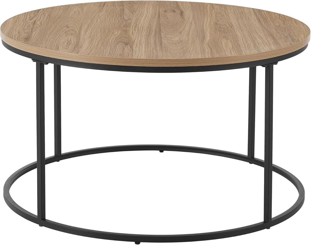 [en.casa] Couchtisch Kuhmoinen 45 x 80 cm Beistelltisch Wohnzimmertisch Sofatisch rund Schwarz/Holzo