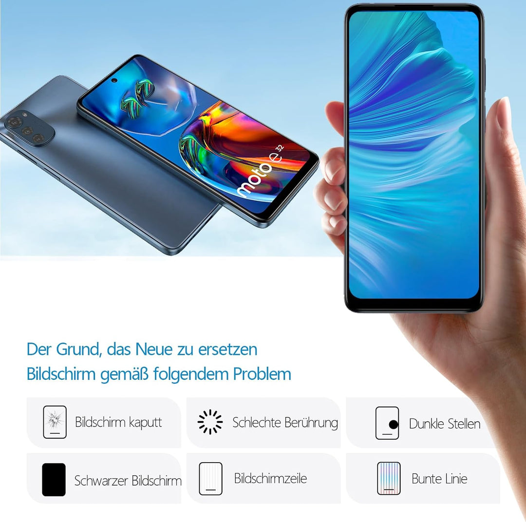 RongZy Display für Motorola Moto E32 XT2227 XT-2227 LCD Bildschirmersatz Digitizer Touchscreen Monti