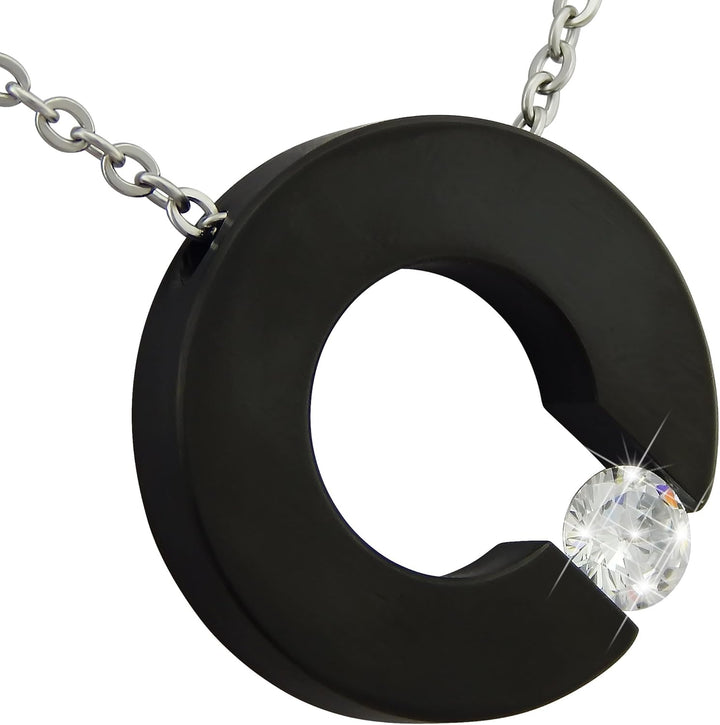 Hanessa Kette aus Edelstahl Damen-Schmuck Hals-Kette und Anhänger aus hochwertigem 316L Stahl " Schw