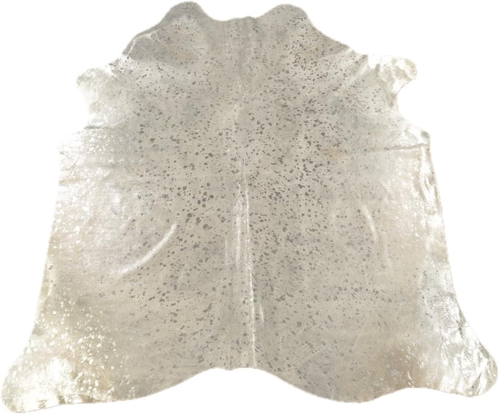 generisch Premium Kuhfell Stierfell Fell Teppich Silber Devore grau Metallic Effekt ca. 230 x 200 cm