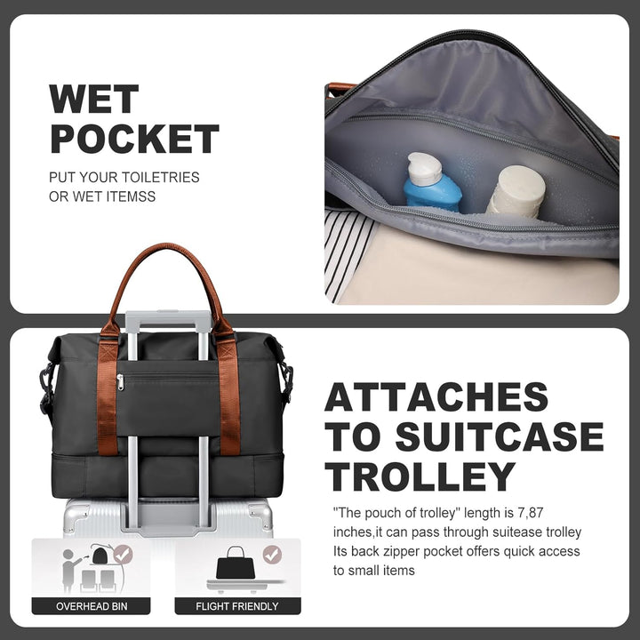 Reisetasche Damen Handgepäck Tasche Sporttasche mit Kulturbeutel Weekender Bag Schwimmtasche Wasserd