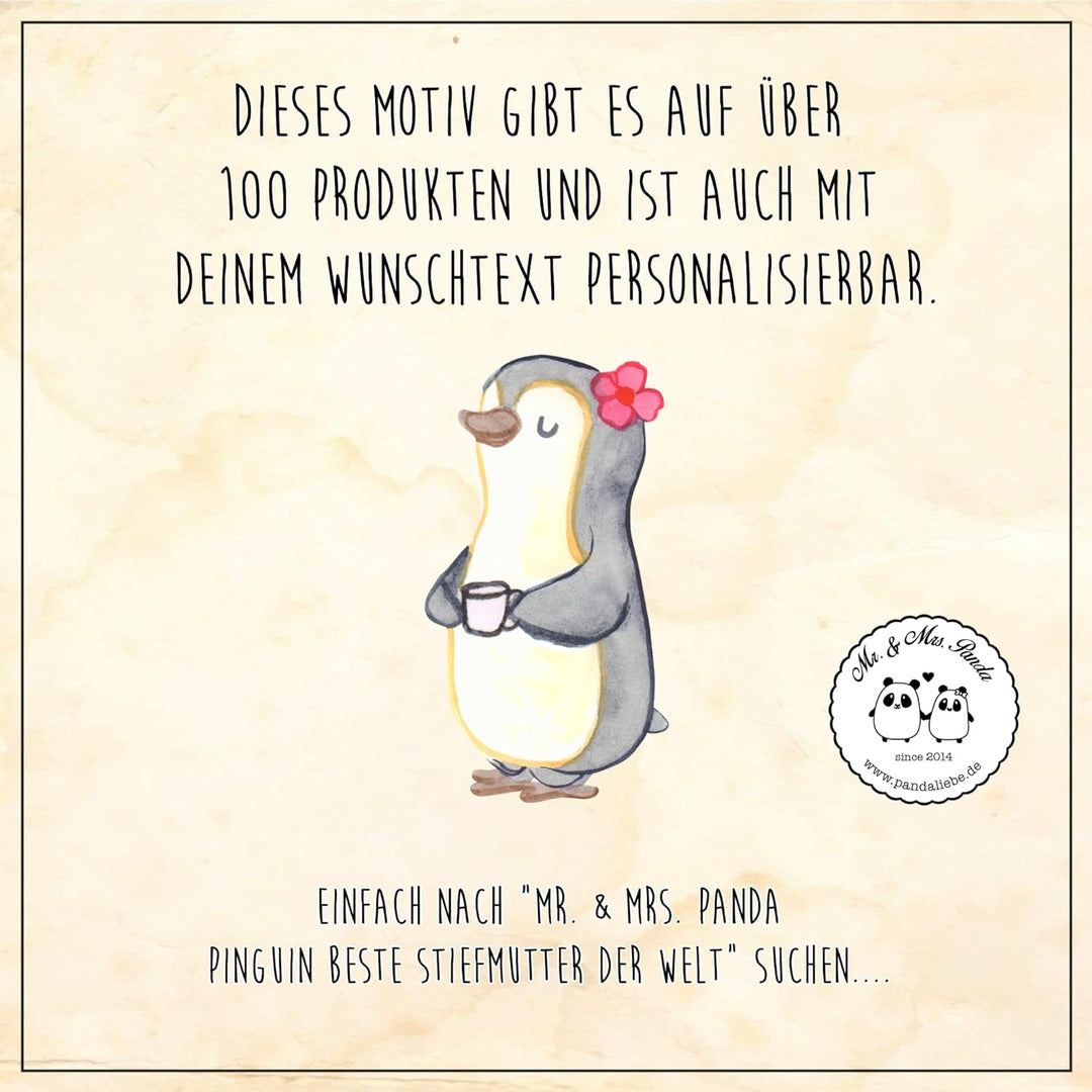 Mr. & Mrs. Panda Serviertablett Stiefmutter - Geschenk, Frühstückstablett, Dekotablett, Danke, Holzt